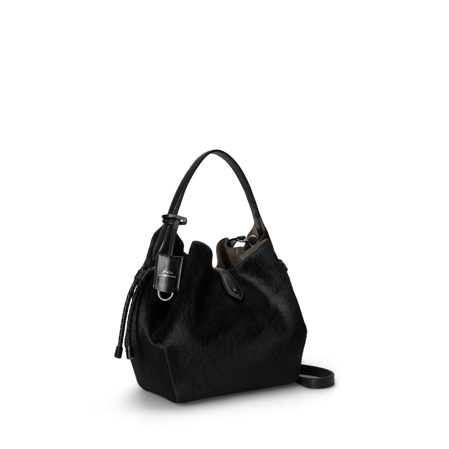 Женская сумка Ralph Lauren Polo Play Haircalf Drawstring, цвет: Чёрный — фото 1