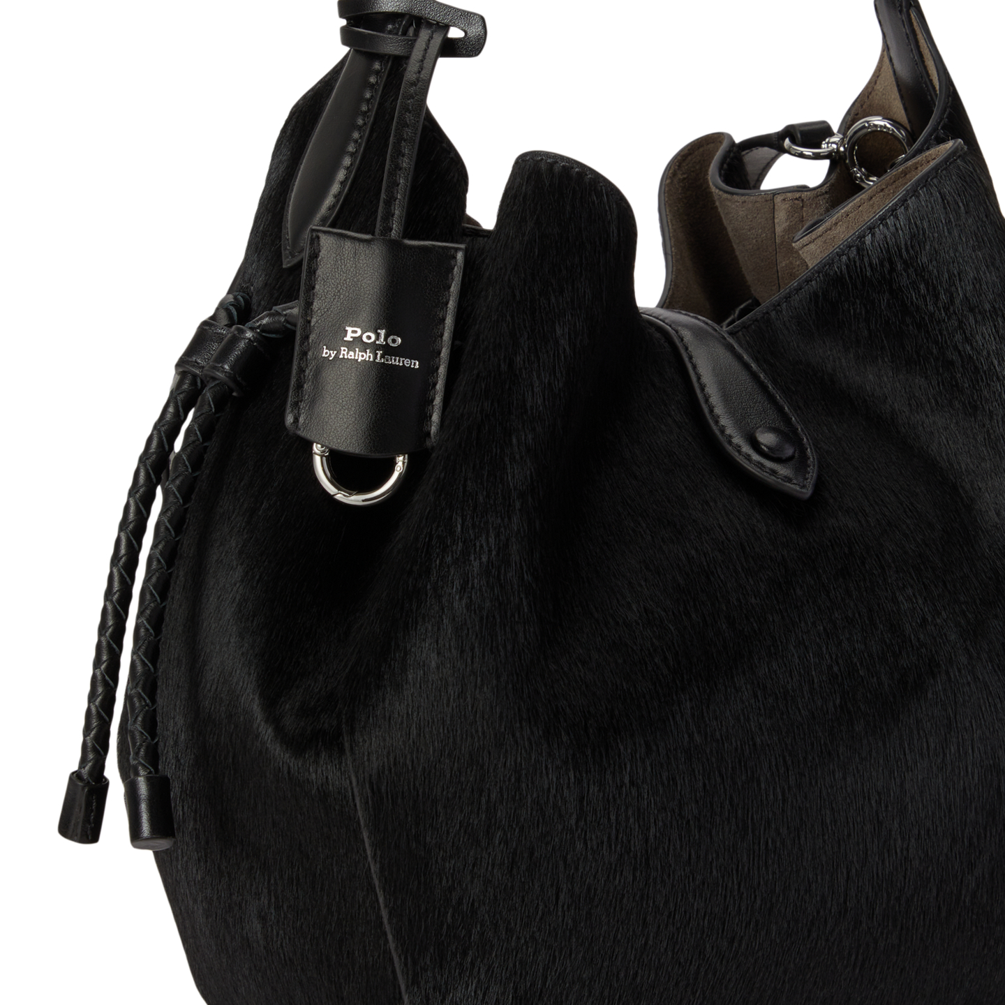 Женская сумка Ralph Lauren Polo Play Haircalf Drawstring, цвет: Чёрный — фото 3