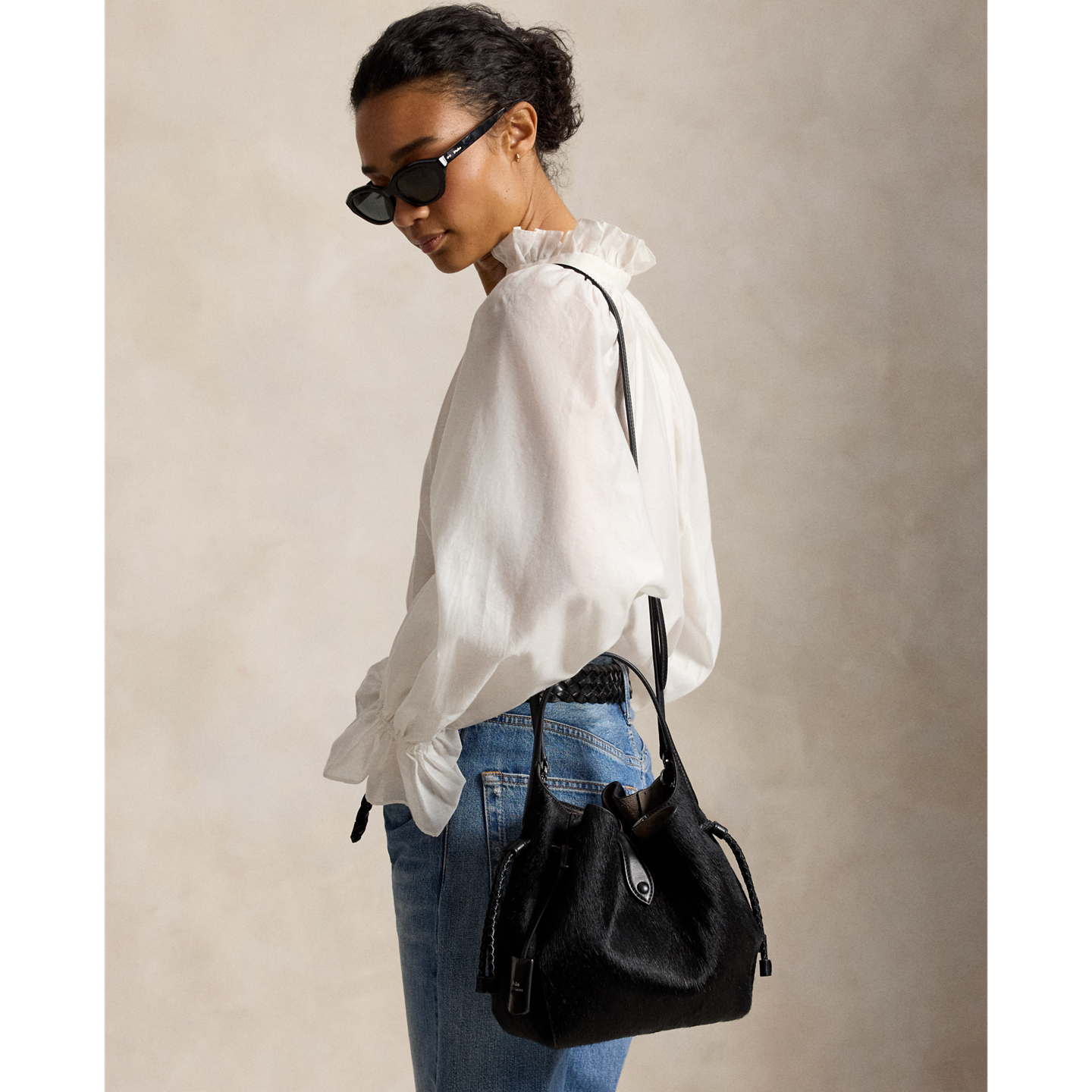 Женская сумка Ralph Lauren Polo Play Haircalf Drawstring, цвет: Чёрный — фото 5