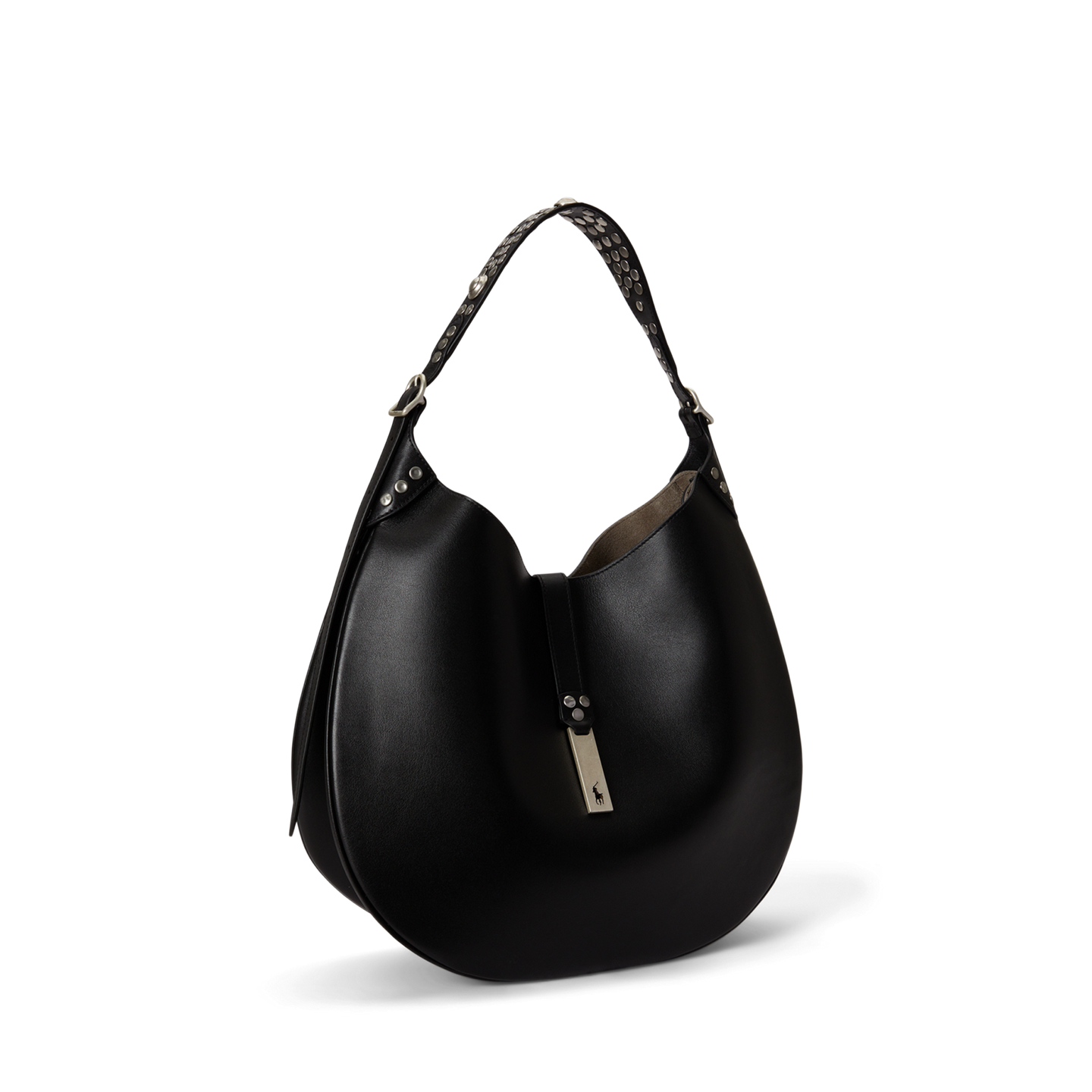 Женская сумка Ralph Lauren Polo ID Stud Leather Large Shoulder, цвет: Чёрный — фото 1
