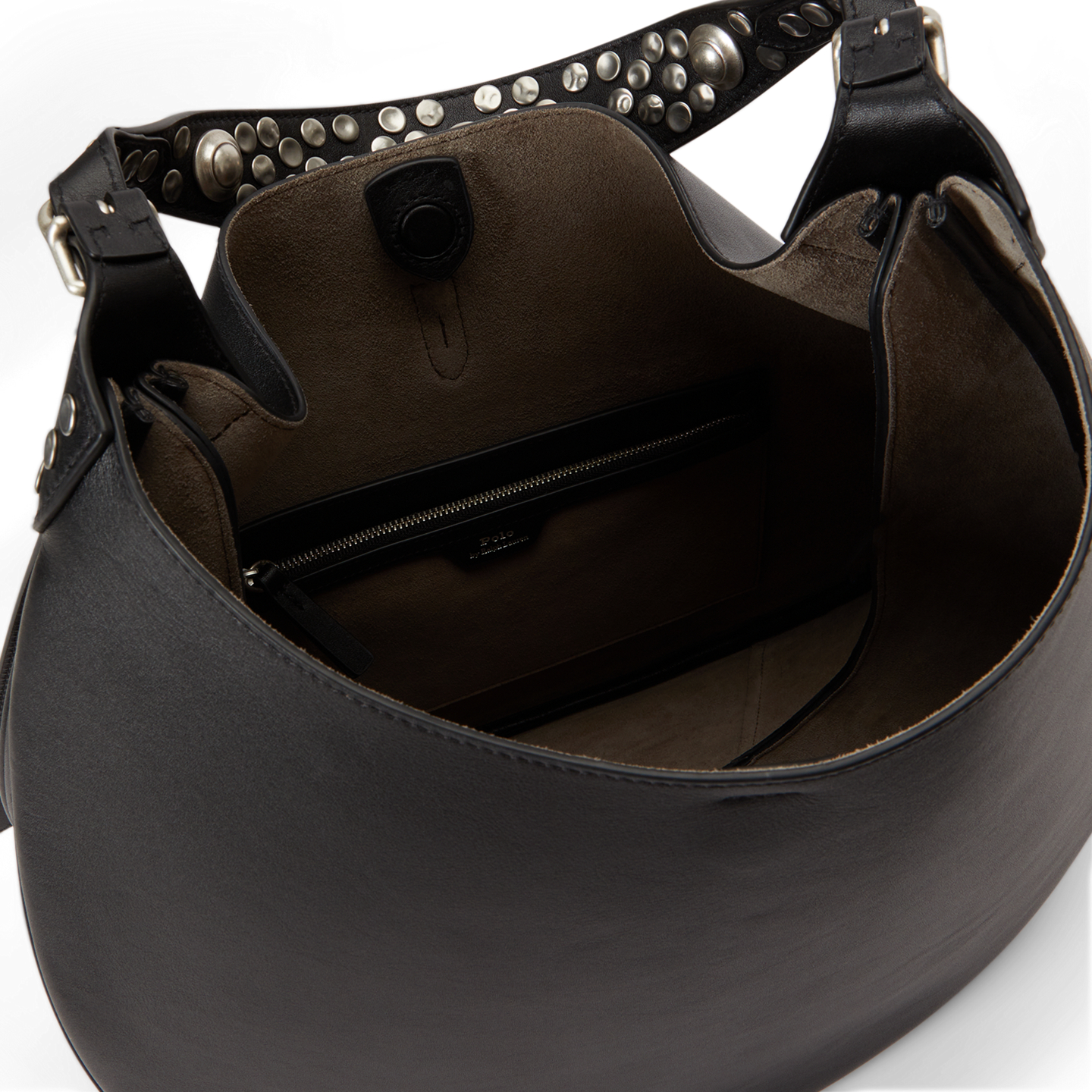 Женская сумка Ralph Lauren Polo ID Stud Leather Large Shoulder, цвет: Чёрный — фото 2