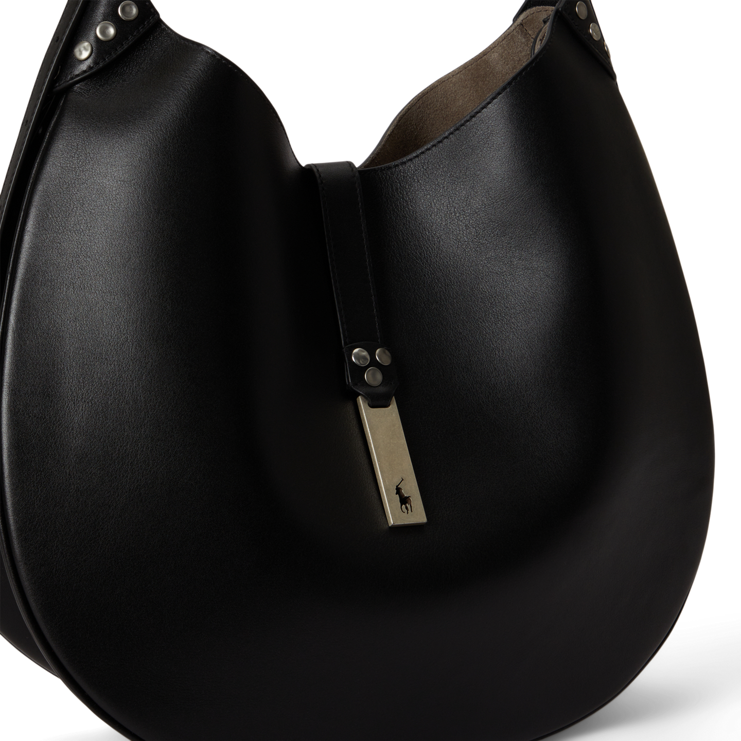 Женская сумка Ralph Lauren Polo ID Stud Leather Large Shoulder, цвет: Чёрный — фото 3