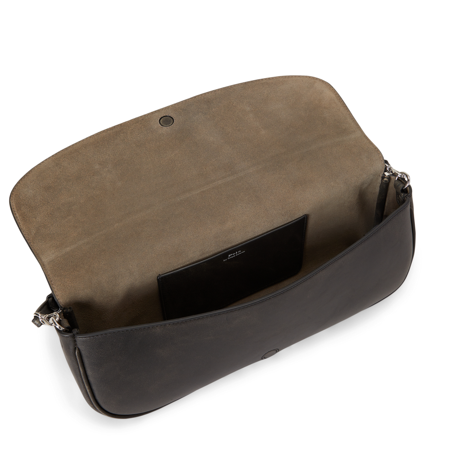 Женский клатч Ralph Lauren Bellport Leather Long-Flap Clutch, цвет: Серо-бежевый / Чёрный — фото 3