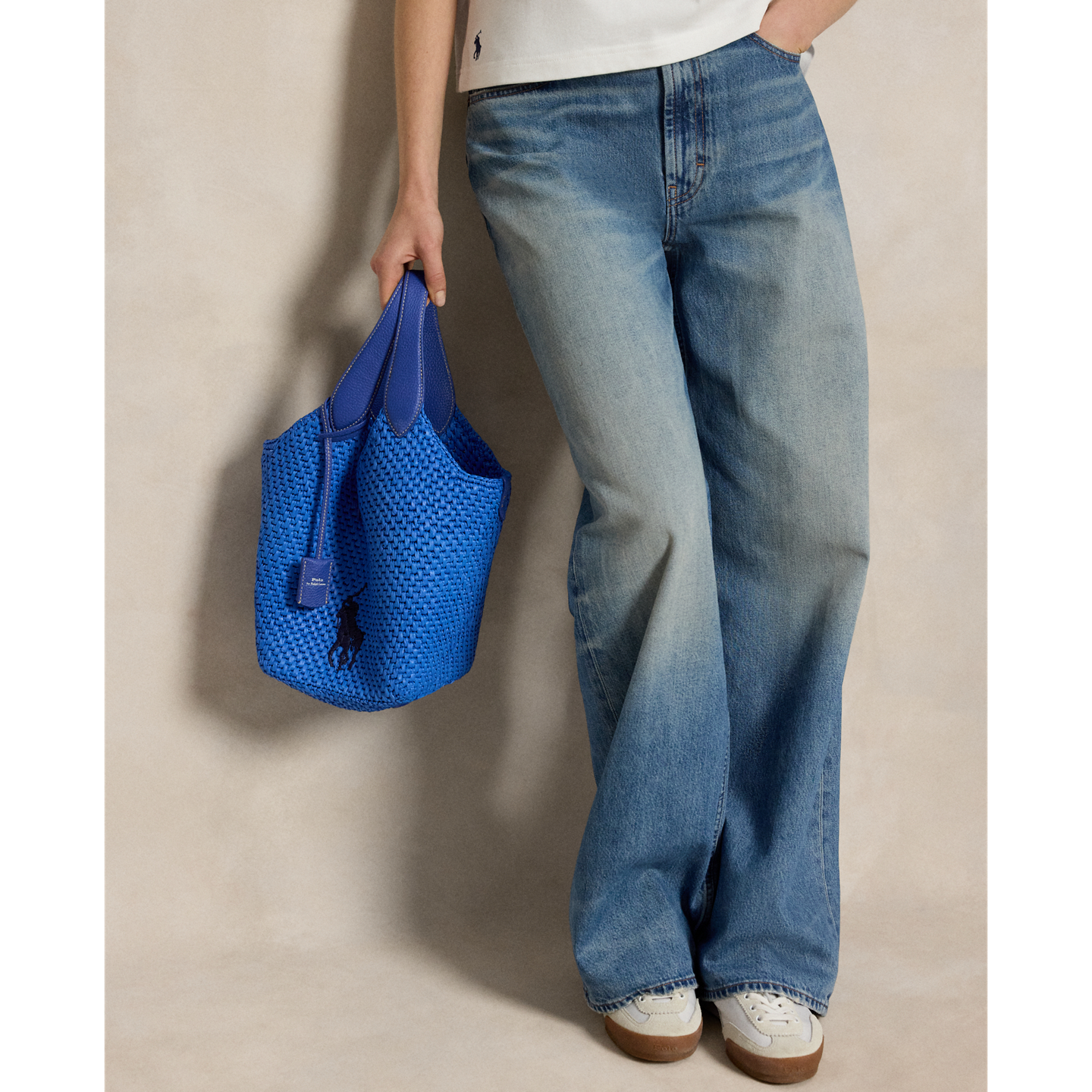 Женские сумки Ralph Lauren Polo Play Big Pony Faux-Raffia Tote, цвет: Jellyfish — фото 5