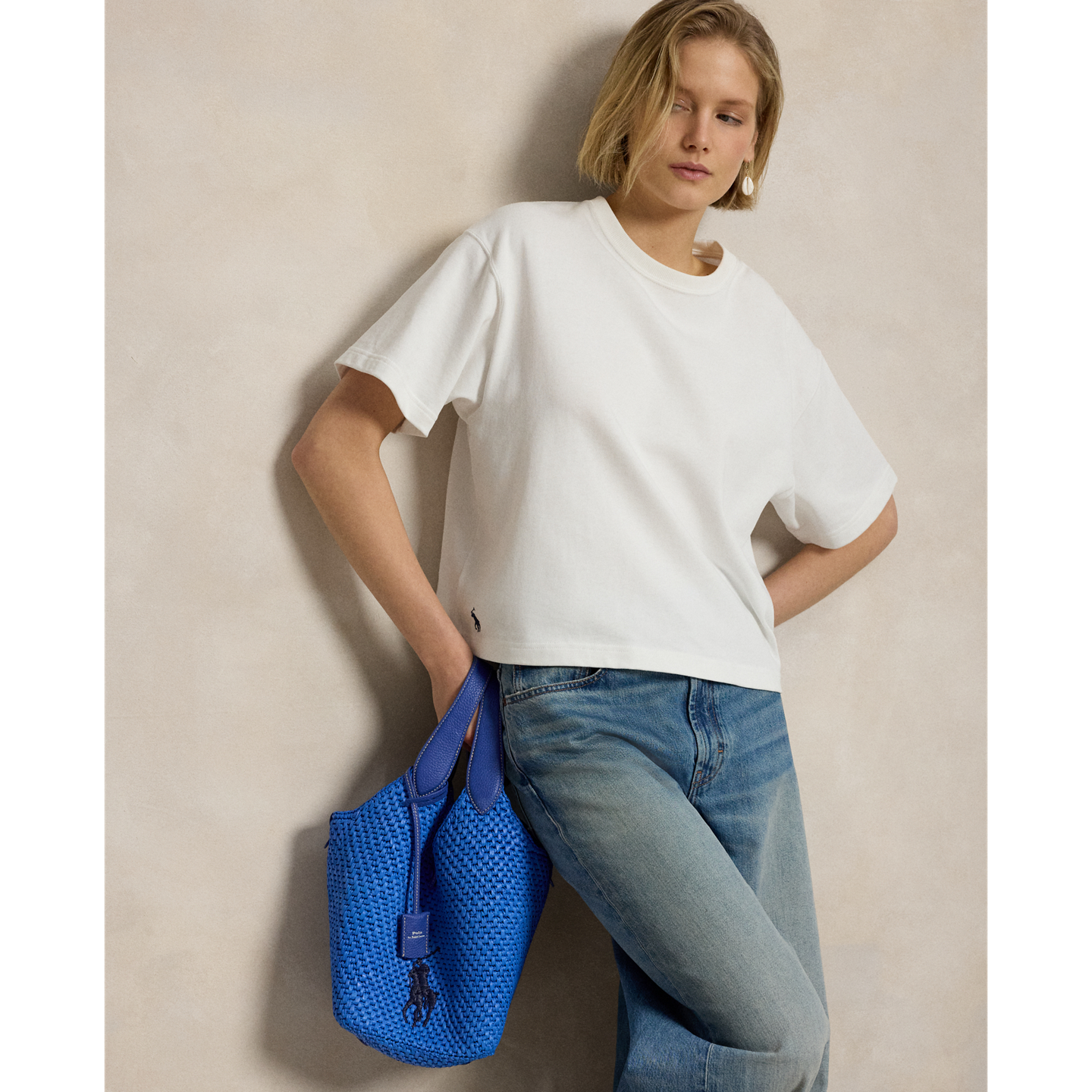 Женские сумки Ralph Lauren Polo Play Big Pony Faux-Raffia Tote, цвет: Jellyfish — фото 6