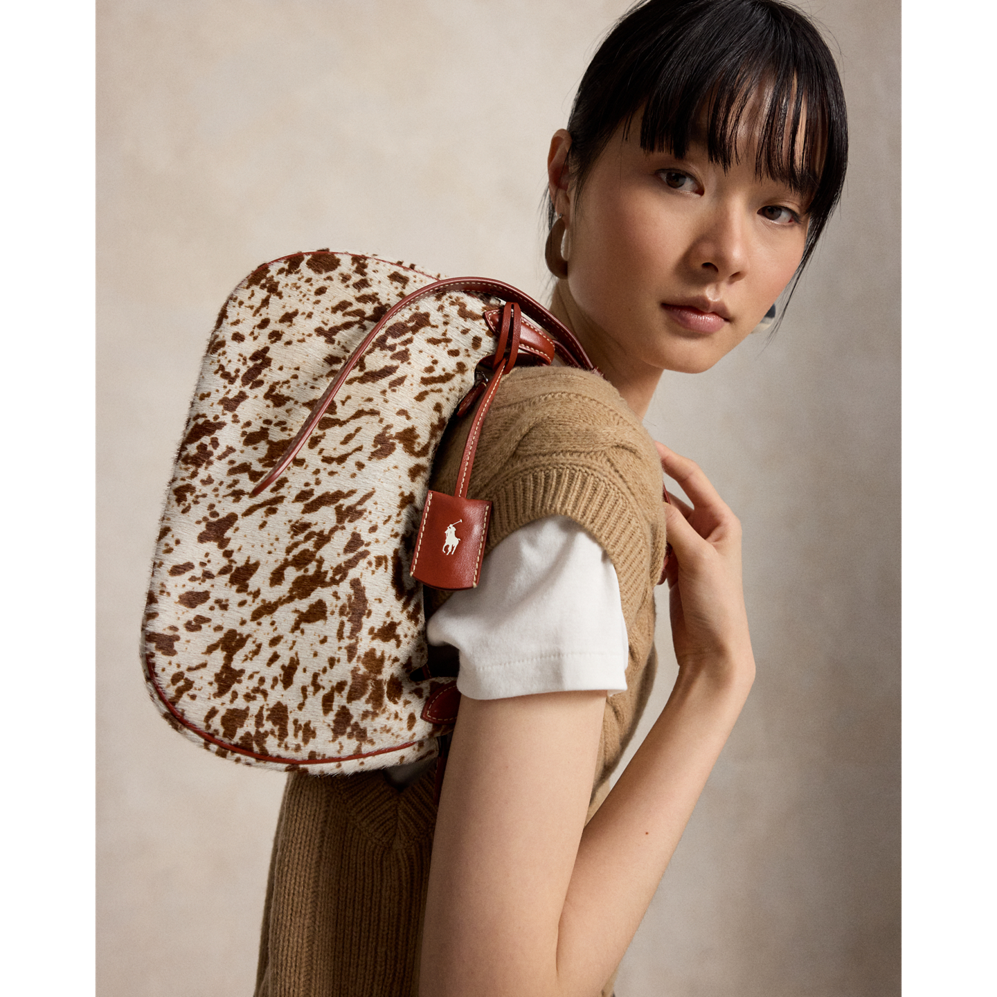 Женская сумка Ralph Lauren Polo Play Haircalf Shoulder, цвет: Коричневый разноцветный — фото 5