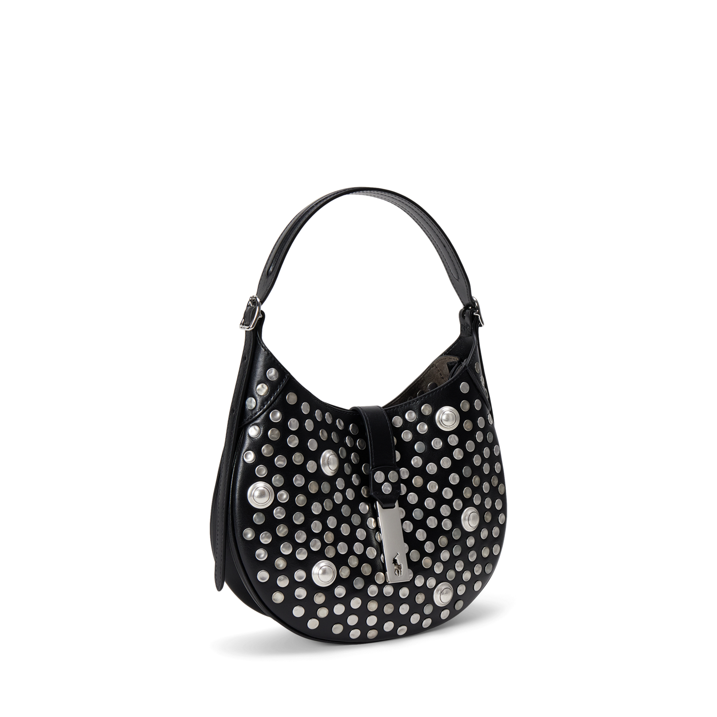 Женская сумка Ralph Lauren Polo ID Stud Leather Small Shoulder, цвет: Чёрный — фото 1
