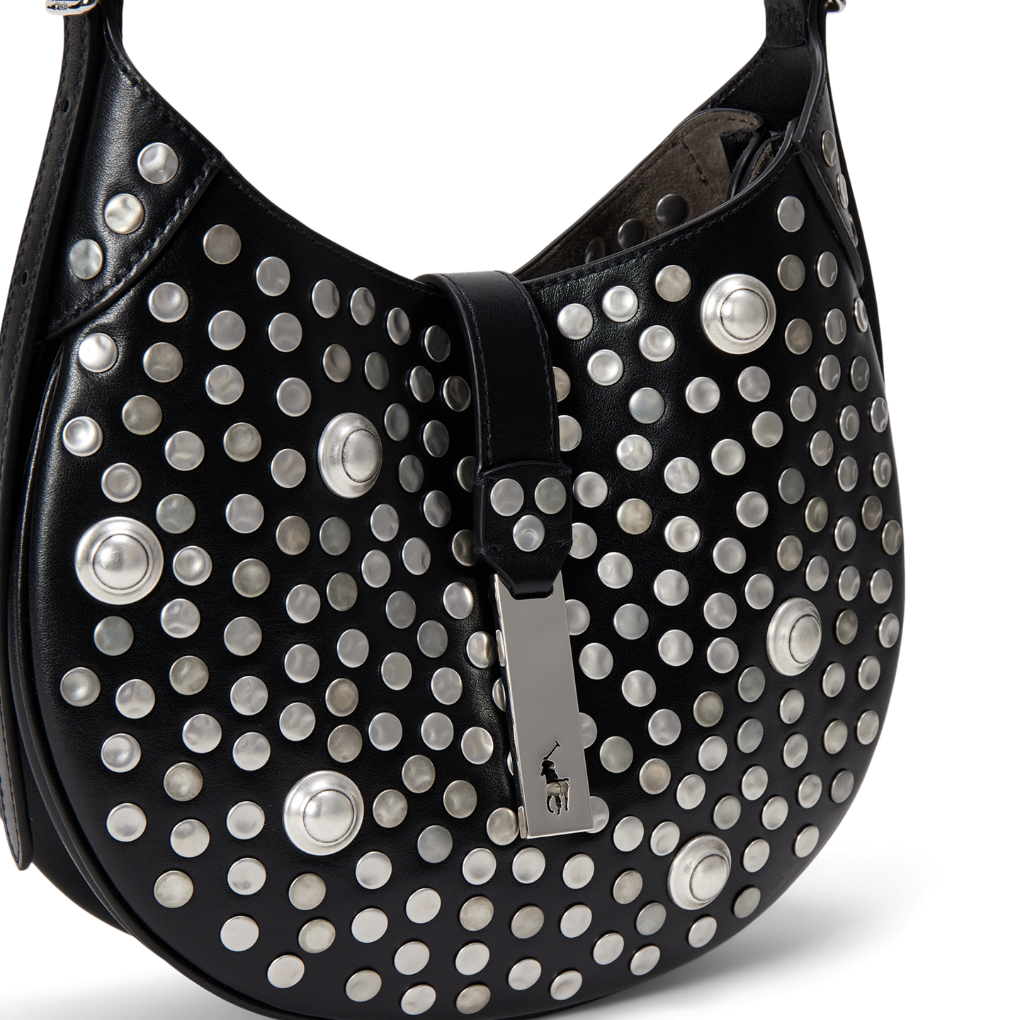 Женская сумка Ralph Lauren Polo ID Stud Leather Small Shoulder, цвет: Чёрный — фото 3