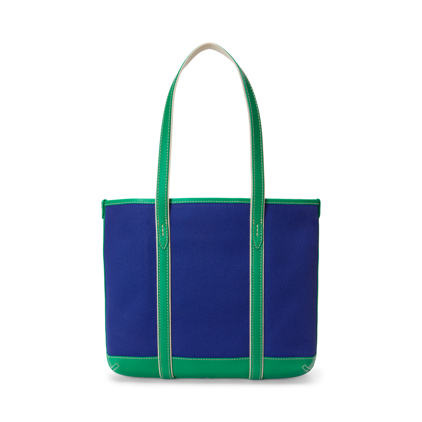 Женская сумка Ralph Lauren US Open Leather-Trim Canvas Tote, цвет: Кобальтовый / Зелёный — фото 2