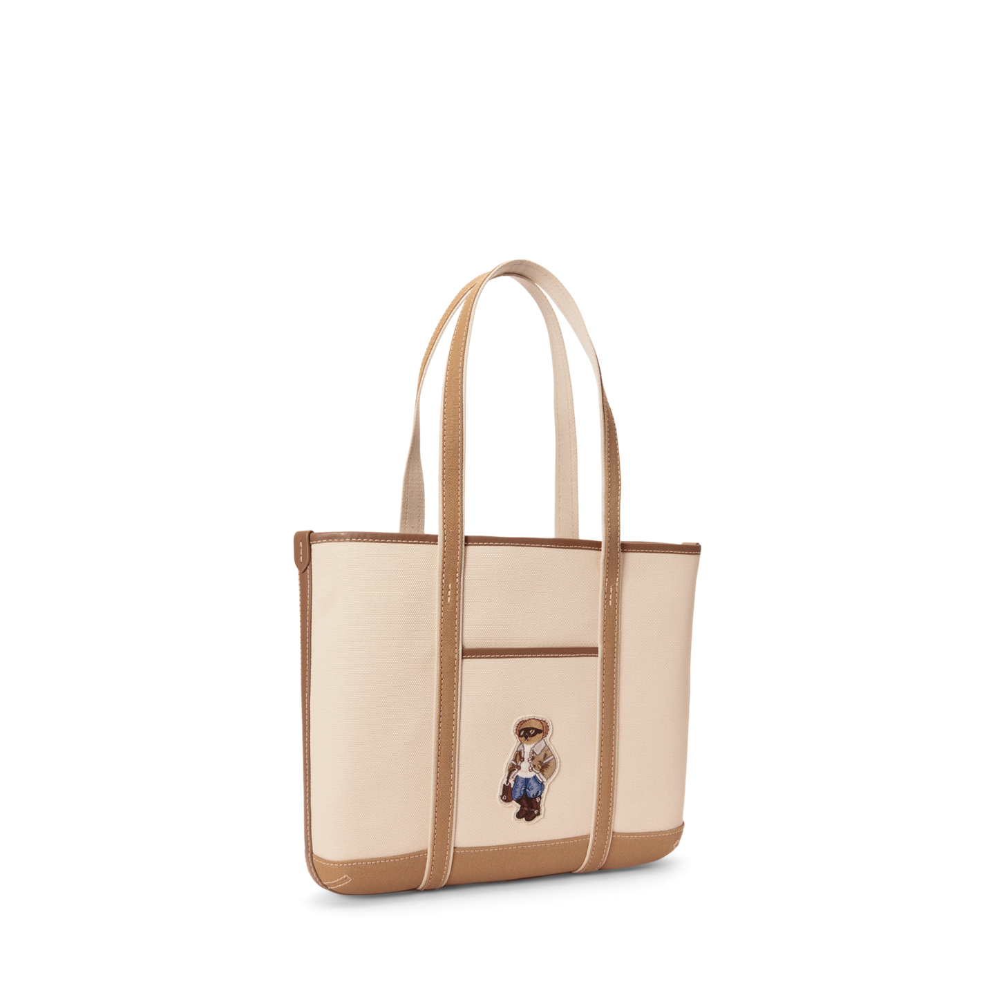 Женская сумка Ralph Lauren Polo Bear Canvas Small Shopper Tote, цвет: Экрю — фото 1