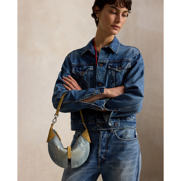Polo ID Mini Denim-Suede Shoulder Bag