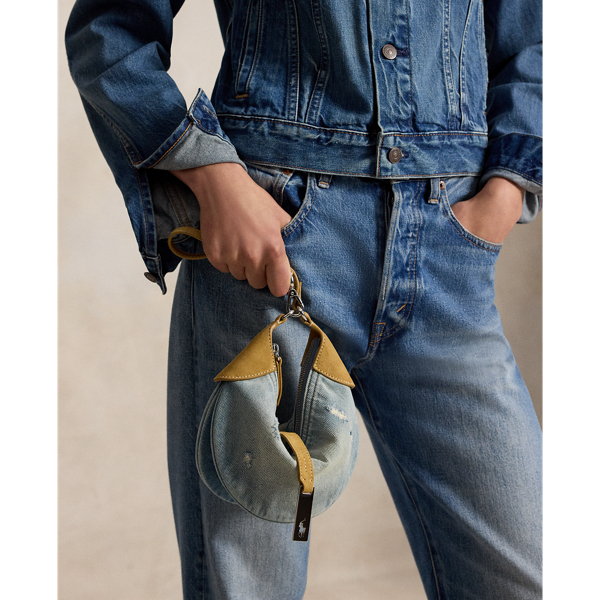 Polo ID Mini Denim-Suede Shoulder Bag