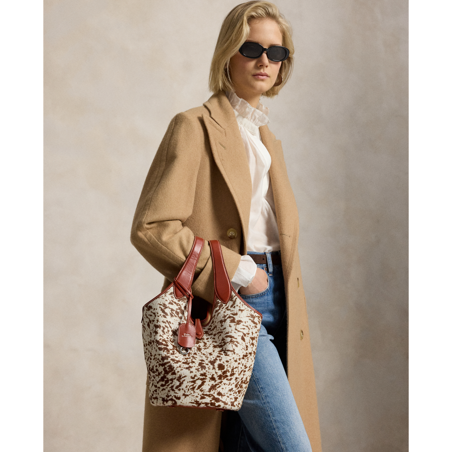 Женские сумки Ralph Lauren Polo Play Haircalf Tote, цвет: Коричневый разноцветный — фото 5