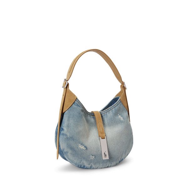 Borsa Polo ID piccola in denim camoscio