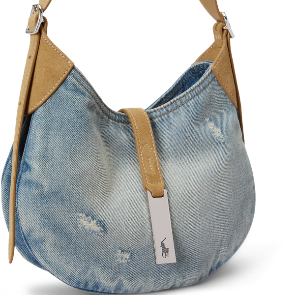 Borsa Polo ID piccola in denim camoscio