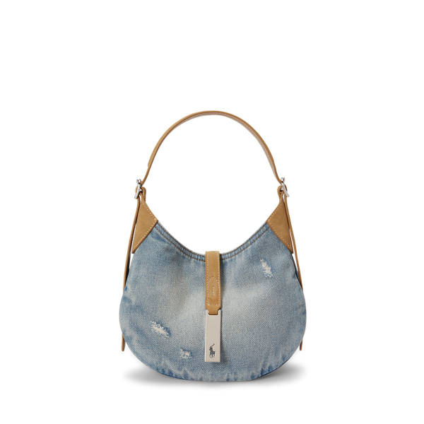 Borsa Polo ID piccola in denim camoscio
