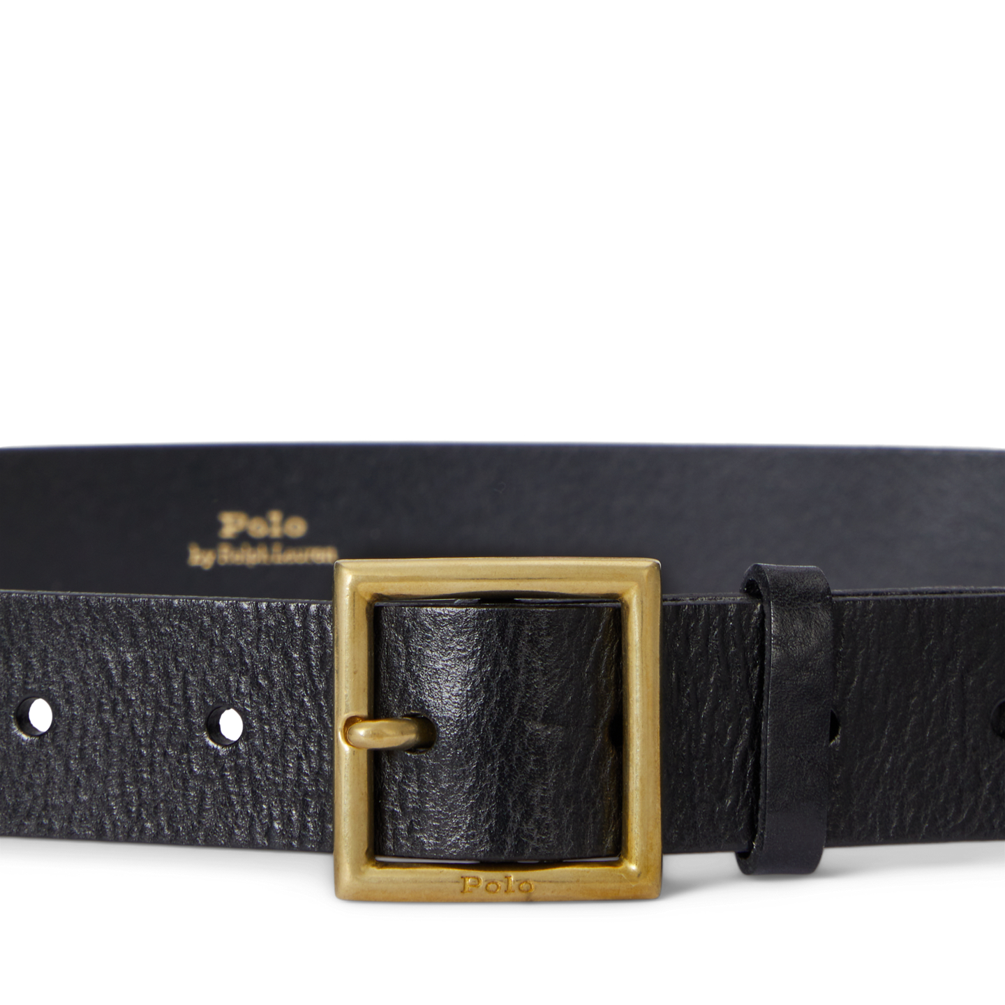 Женский ремень Ralph Lauren Square-Buckle Leather Belt, цвет: Чёрный — фото 1