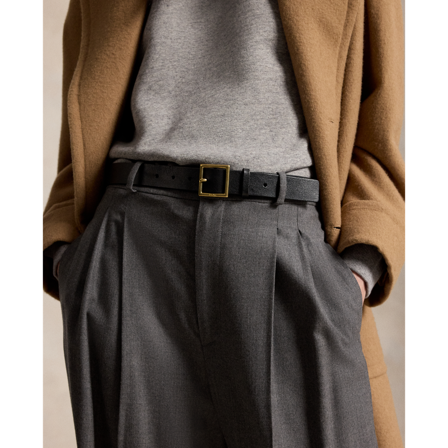 Женский ремень Ralph Lauren Square-Buckle Leather Belt, цвет: Чёрный — фото 2