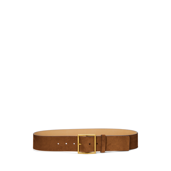 Square-Buckle Wide Suede Belt