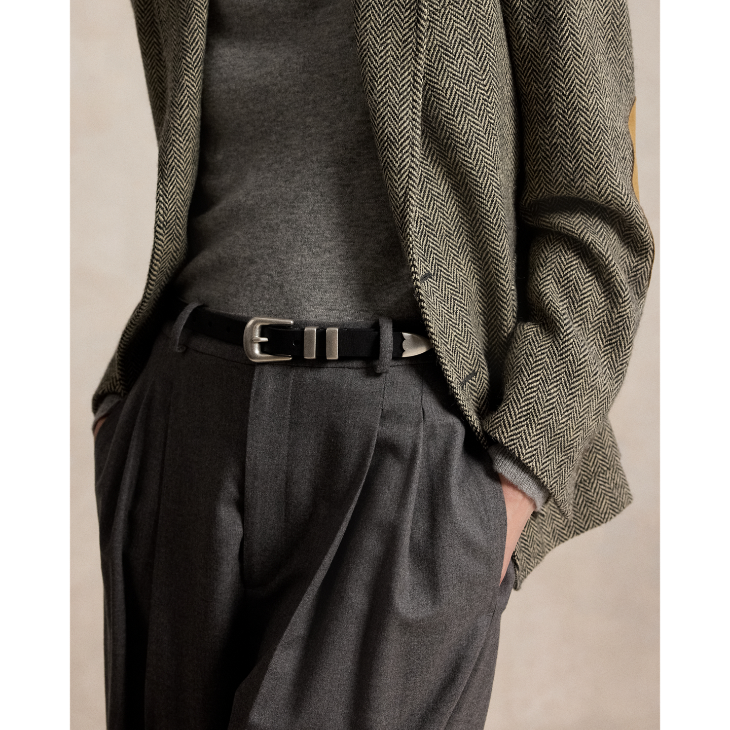 Женский ремень Ralph Lauren Western Distressed Leather Belt, цвет: Чёрный — фото 2