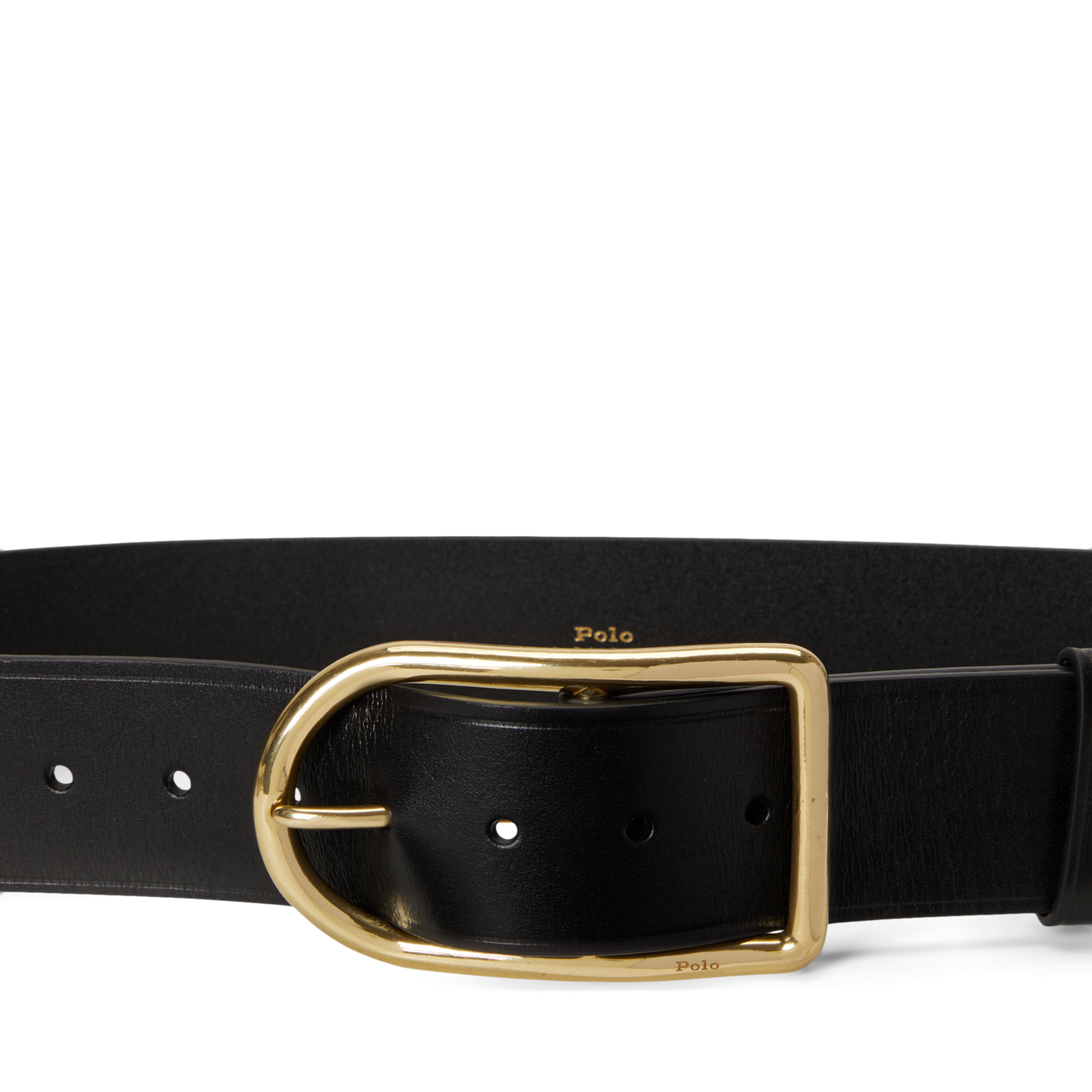 Женский ремень Ralph Lauren Curved-Buckle Leather, цвет: Чёрный — фото 1