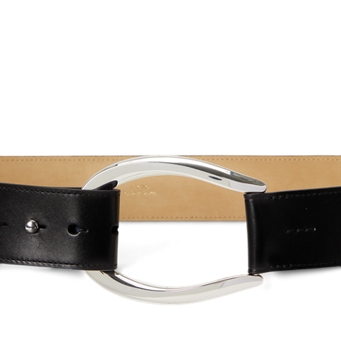 Женский ремень Ralph Lauren Stirrup-Buckle Wide Leather, цвет: Чёрный