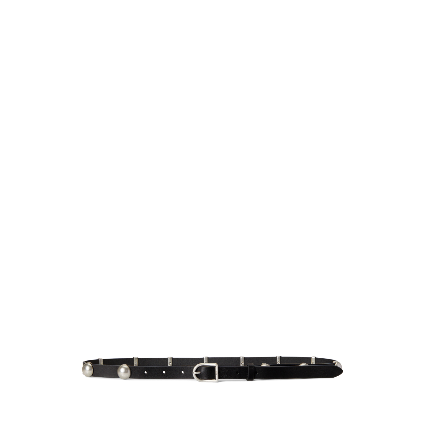 Женский ремень Ralph Lauren Dome-Studded Leather, цвет: Чёрный / Серебряный — фото 3