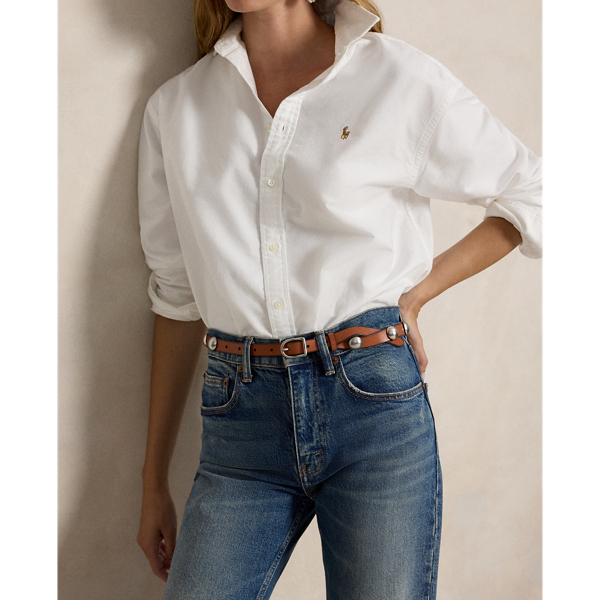 Cuoio/Silver Dome-Studded Leather Belt Polo Ralph Lauren 3