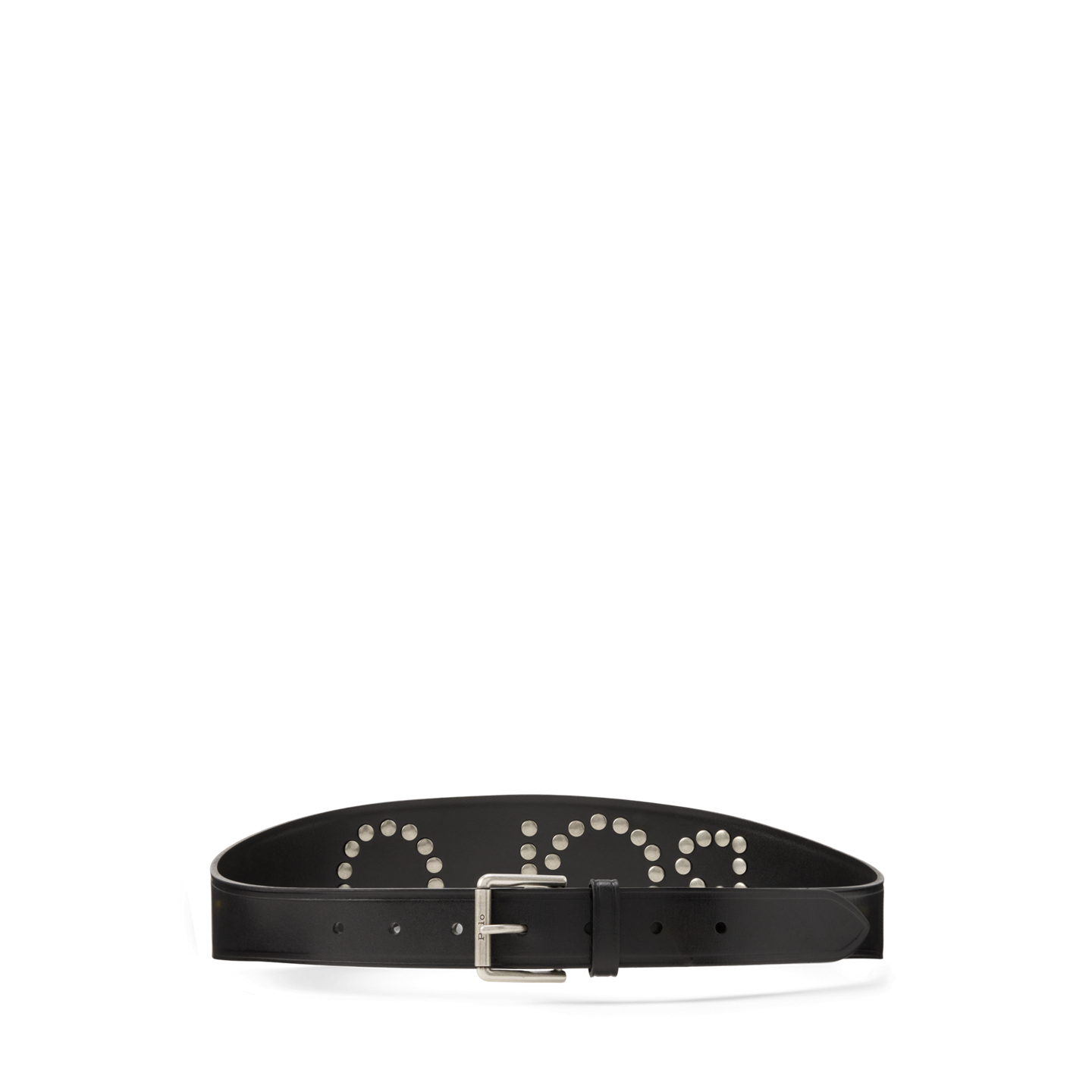 Женский ремень Ralph Lauren Studded Logo Leather Moto, цвет: Чёрный / Серебряный — фото 1