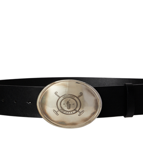 Женский ремень Ralph Lauren Plaque-Buckle Leather, цвет: Чёрный