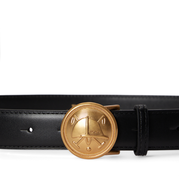 Ceinture cuir avec boucle plaque &eacute;cusson