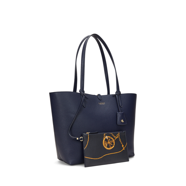 Gro&szlig;e wendbare Kunstleder-Tragetasche Lauren in Edles Navy/Schmal gestr. 3