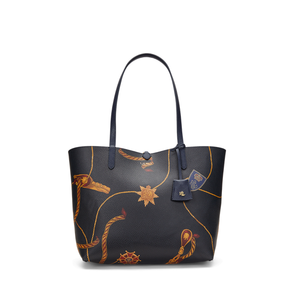 Gro&szlig;e wendbare Kunstleder-Tragetasche Lauren in Edles Navy/Schmal gestr. 6