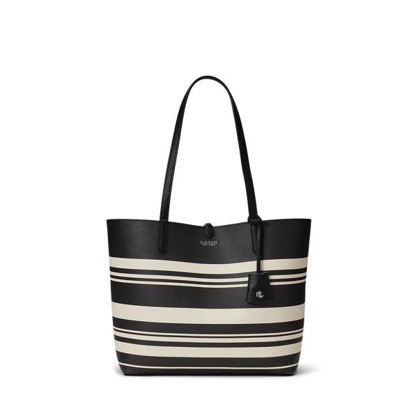 LAUREN RALPH LAUREN Emerie ストライプ ラージトートバッグ RALPH LAUREN｜ストライプド ヘリンボーン ラージ Emerie トート