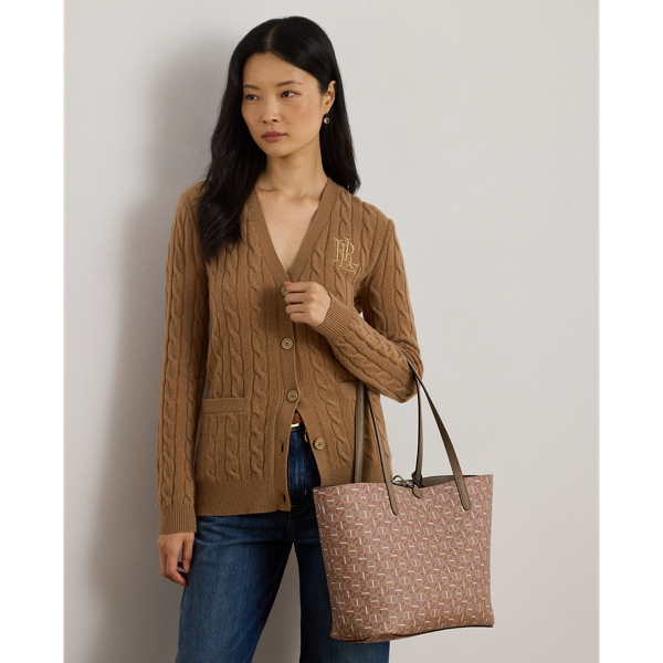 Faux-Leather Large Reversible Tote Bag