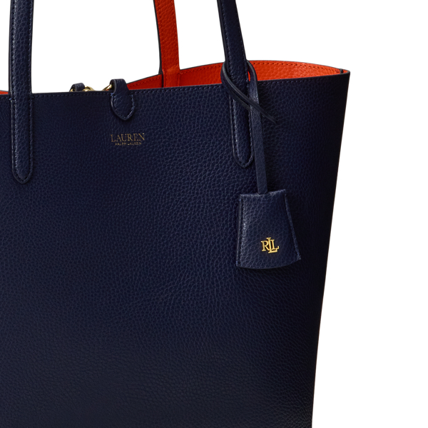 ⭐︎超希少　フルラ　リバーシブル　トートバッグ　レザー　ネイビー　グレー　巾着付き フェイクレザー ラージ リバーシブル トート バッグ | ラルフ ローレン