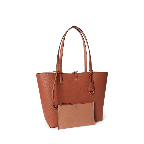 Red Terracotta/Pnk Sienna Large Reversible Faux-Leather Tote Bag Lauren 2