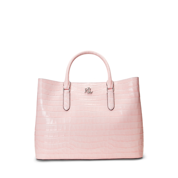 Embossed Leather Large Marcy Satchel