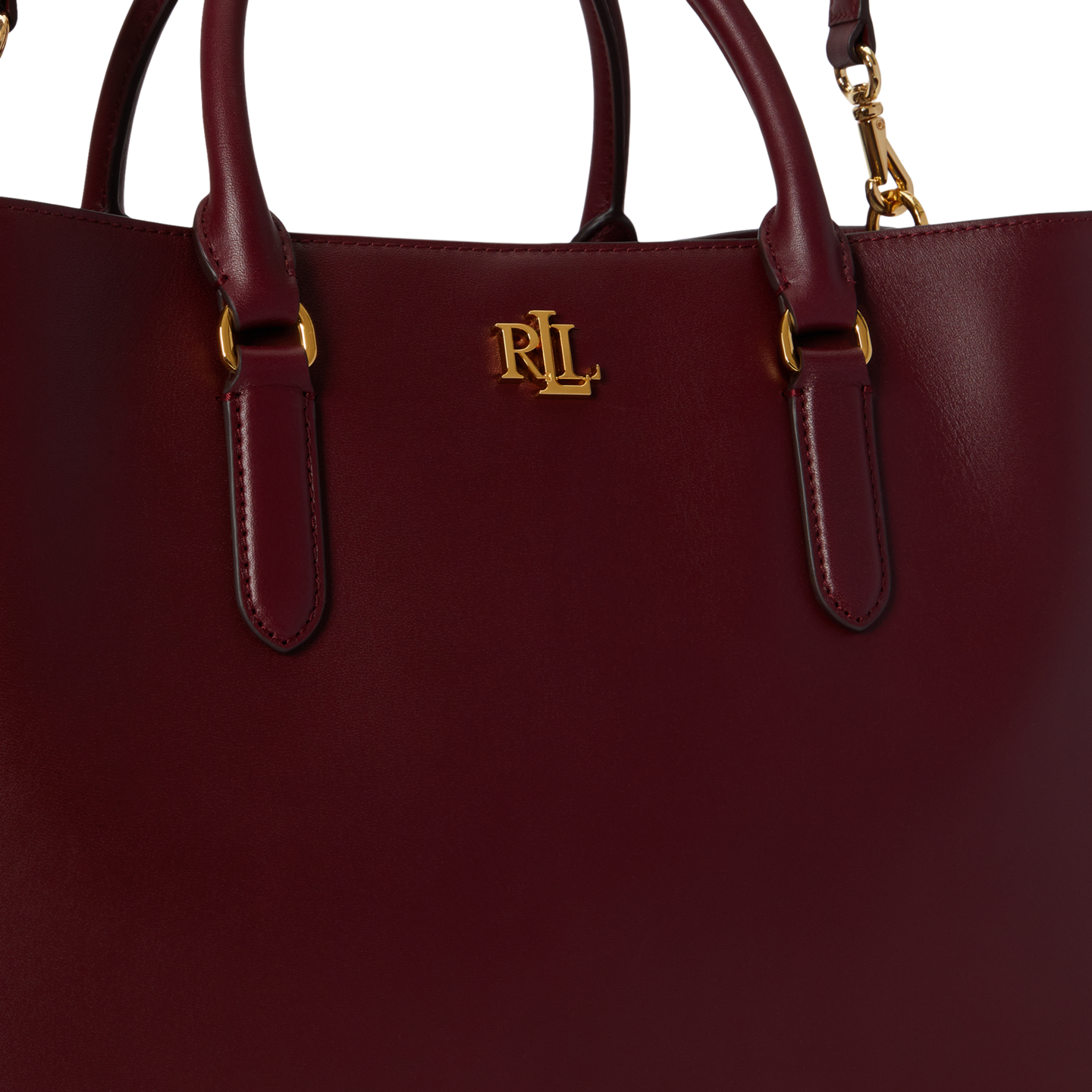 Женская сумка Ralph Lauren Leather Large Marcy Satchel, цвет: Тёмный гранатовый — фото 4