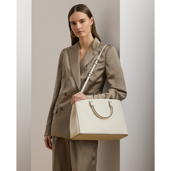 Gro&szlig;e Tasche Hanna aus Schraffurleder Lauren in Sanftes Wei&szlig; 7