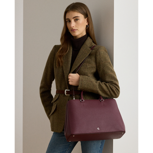 訳あり！ラルフローレンCrosshatch Leather Large Hanna Satchel LAUREN RALPH LAUREN Crosshatch Leather Large Hanna Satchel