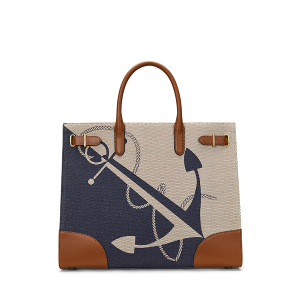 Anchor Print/Lauren Tan Logo-Print Canvas Large Devyn Tote Bag Lauren 1