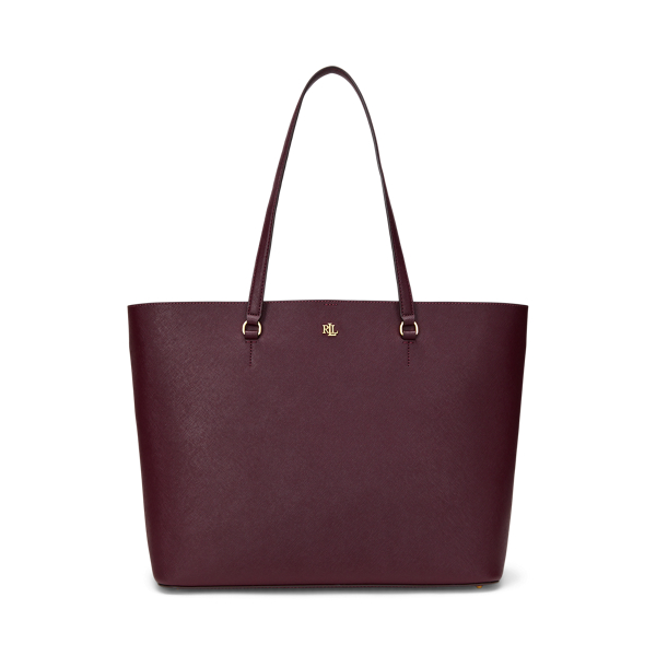 Pinot Noir Crosshatch Leather Large Karly Tote Lauren 1