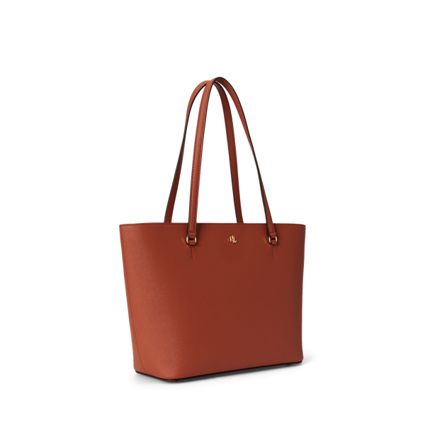 Red Terracotta Medium Karly Crosshatch Leather Tote Lauren 2