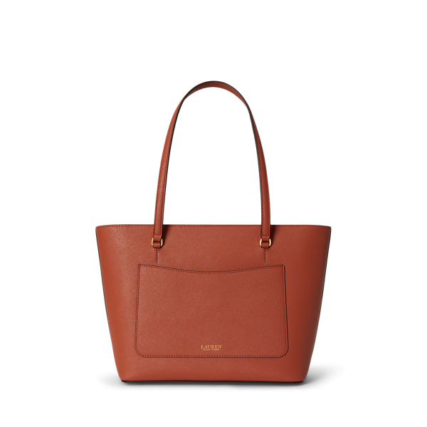 Red Terracotta Medium Karly Crosshatch Leather Tote Lauren 3