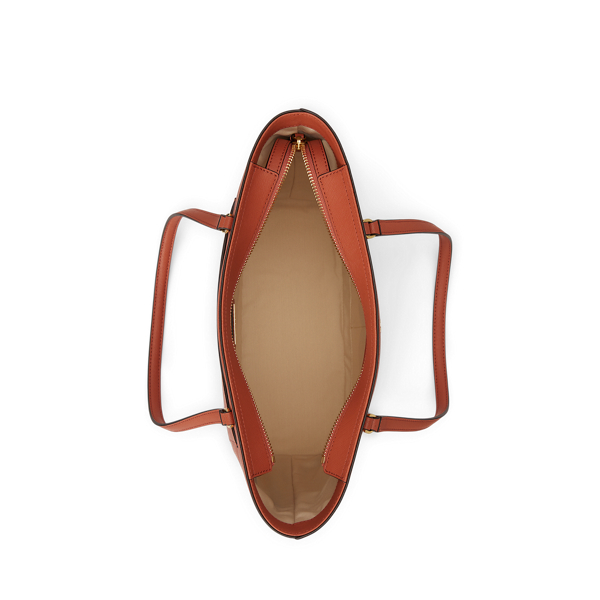 Red Terracotta Medium Karly Crosshatch Leather Tote Lauren 4