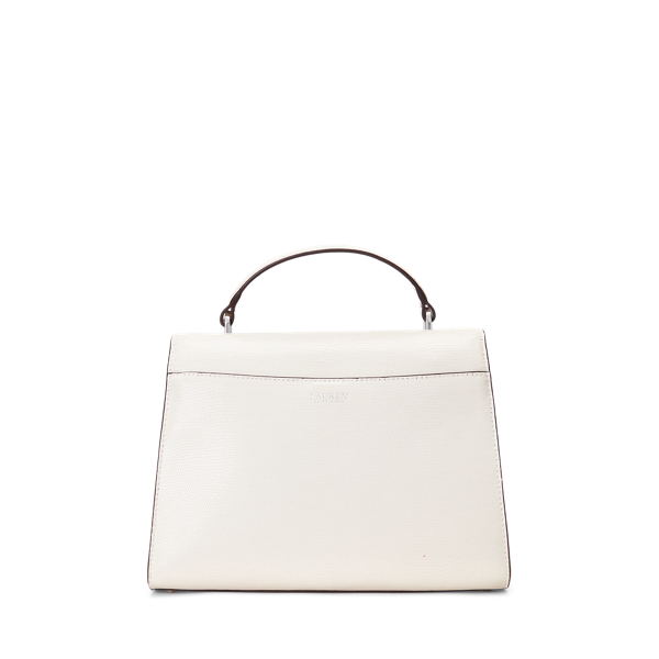 Soft White Lizard-Embossed Medium Farrah Satchel Lauren 4