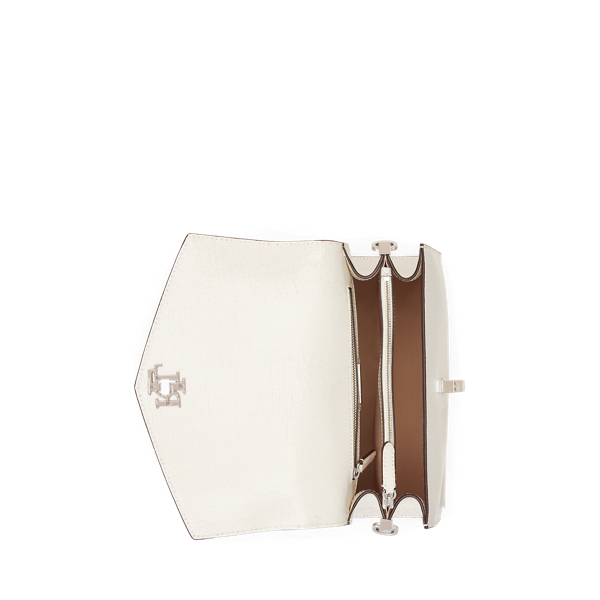 Soft White Lizard-Embossed Medium Farrah Satchel Lauren 6