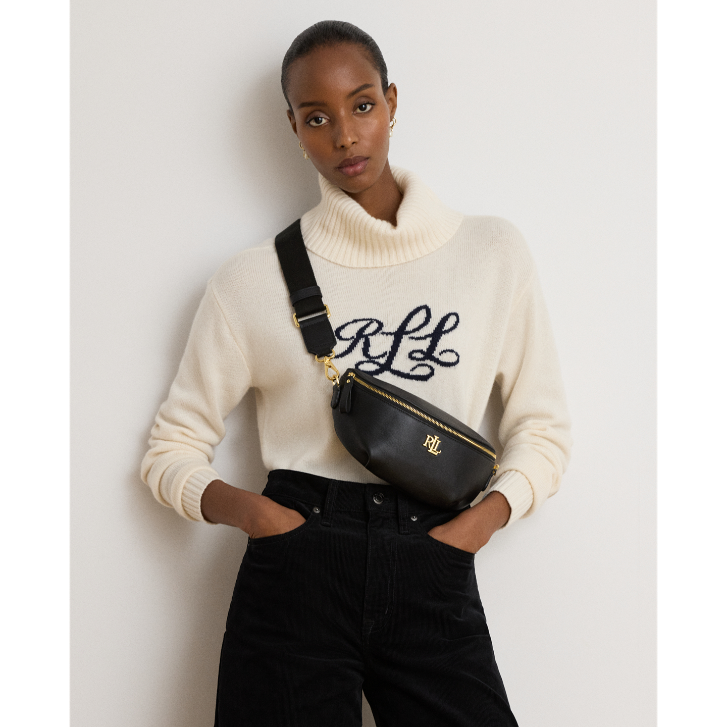 Женская сумка Ralph Lauren Leather Marcy Belt, цвет: Чёрный — фото 4