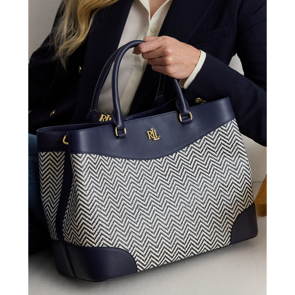Herringbone Woven Large Marcy Satchel